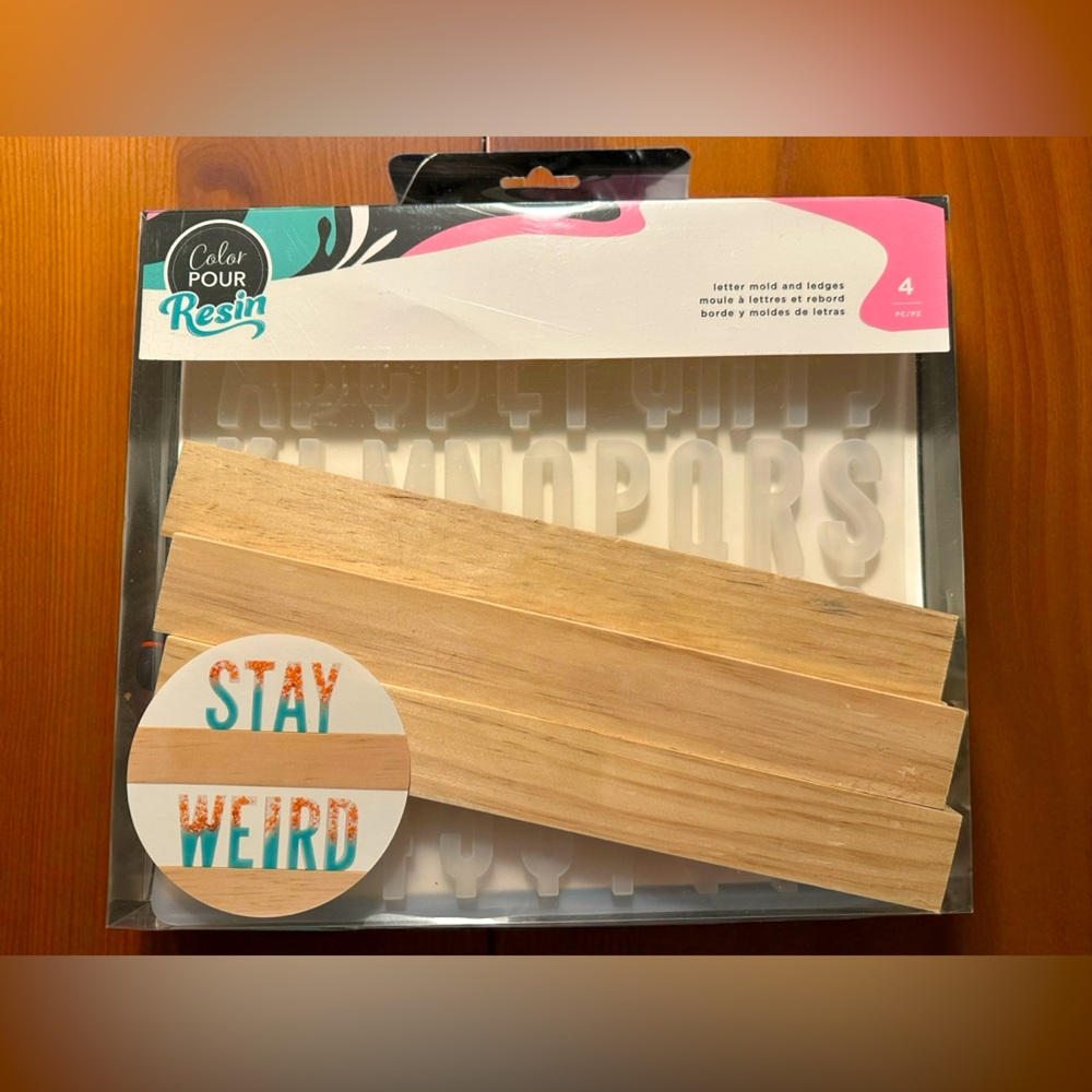 Alphabet & Numbers Resin Art Mold Set + Wooden Display Ledges | American Crafts